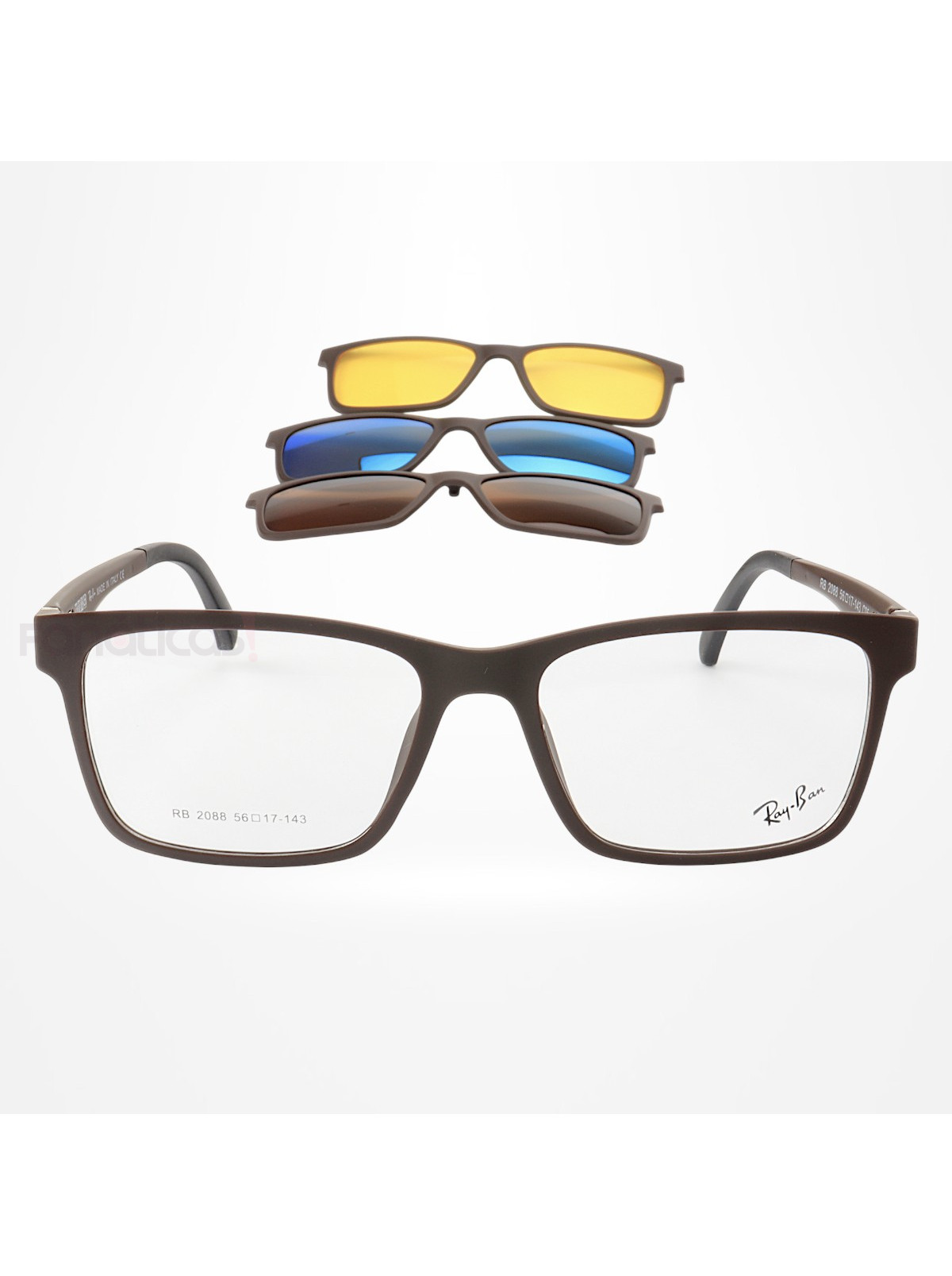Armacao de Óculos Clipon 2088 4 Lentes Marrom