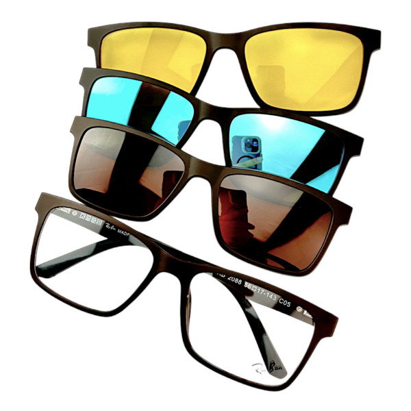 Armacao de Óculos Clipon 2088 4 Lentes Marrom