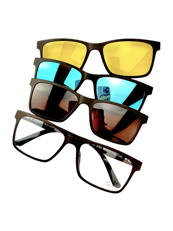 Armacao de Óculos Clipon 2088 4 Lentes Marrom