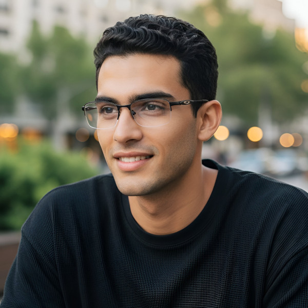 Armação de Óculos Retangular Meio Aro Evade OX3208 Preto