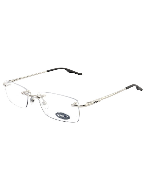 Armação de Óculos Retangular Flutuante Sem Aro Wingback Prata