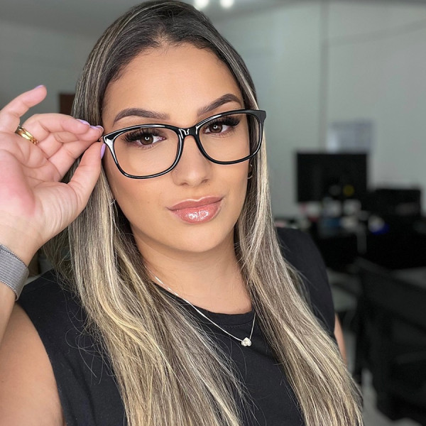 Armação de Óculos Retangular TF2131 Preto com Azul