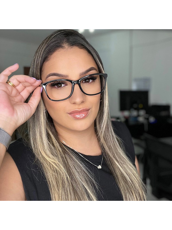 Armação de Óculos Retangular TF2131 Preto com Azul