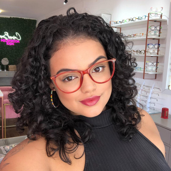 Armação de Óculos Redonda C9106 Coral Transparente