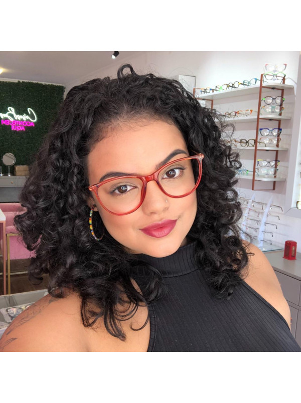 Armação de Óculos Redonda C9106 Coral Transparente