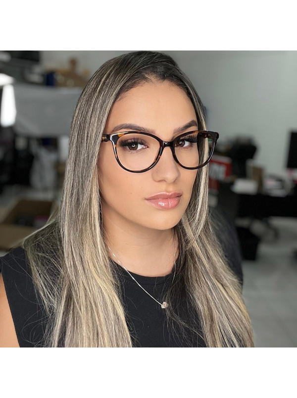 Armação de Óculos Oval TF2175 Marrom Tartaruga