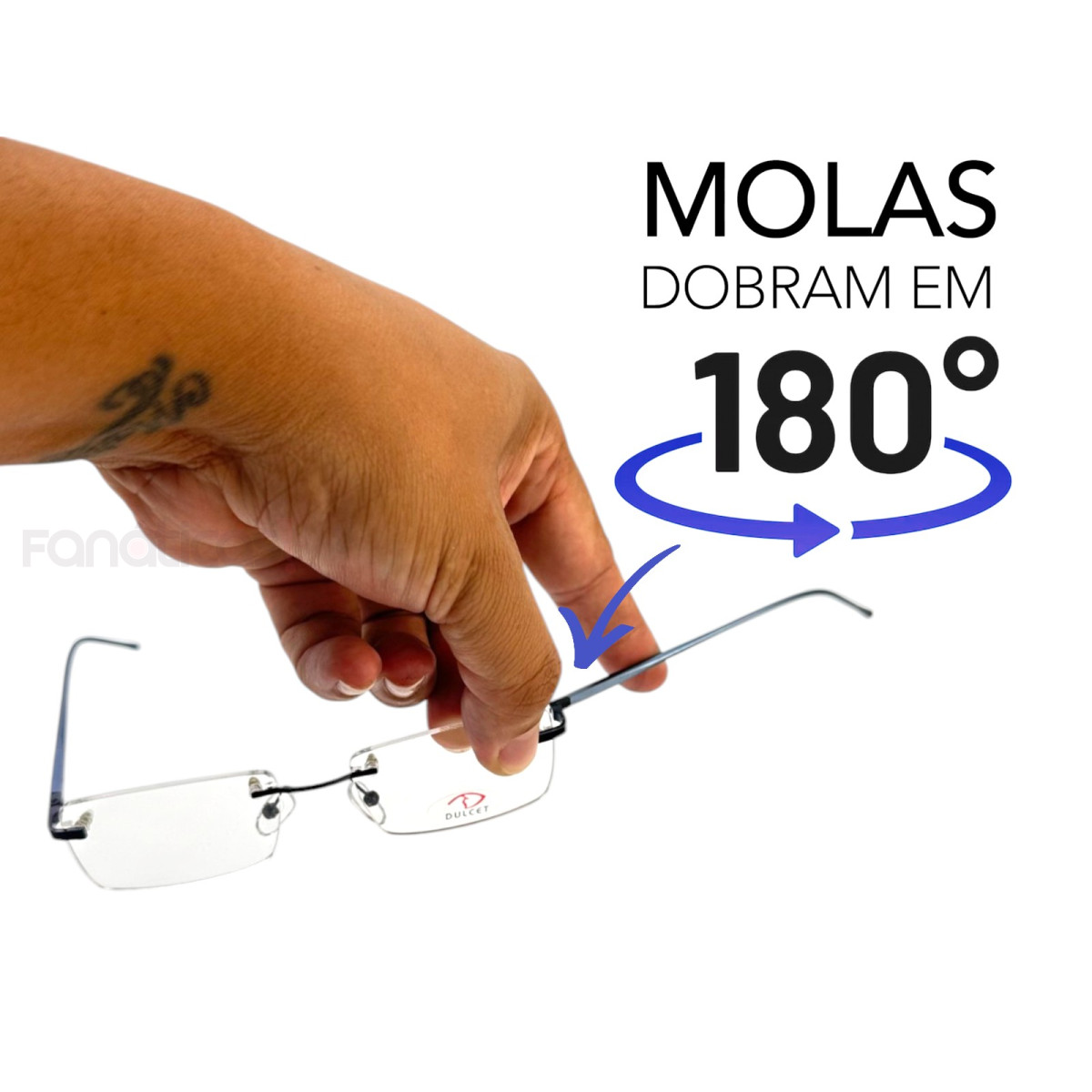 Armação de Óculos Retangular Balbriff Mola 180 Alumínio Azul