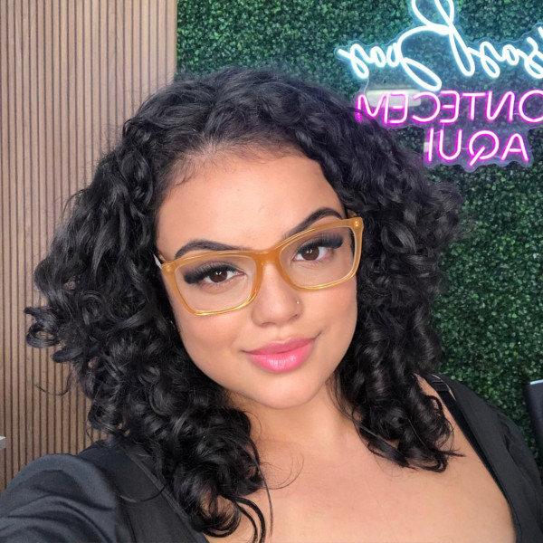 Armação de Óculos Quadrado MY6086 Acetato Laranja e Marrom