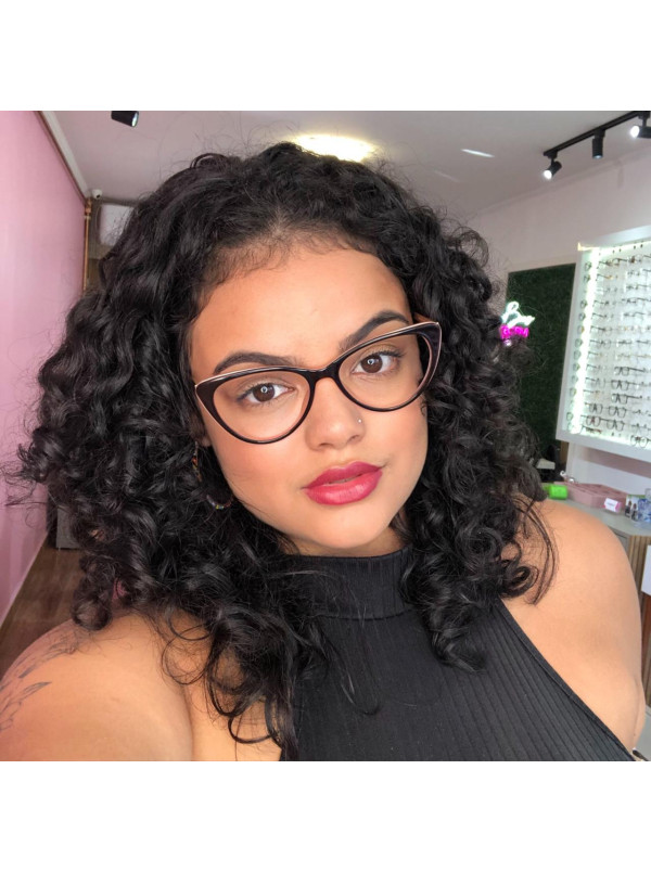 Armação de Óculos Gatinho CD 80633 Preto e Rosa