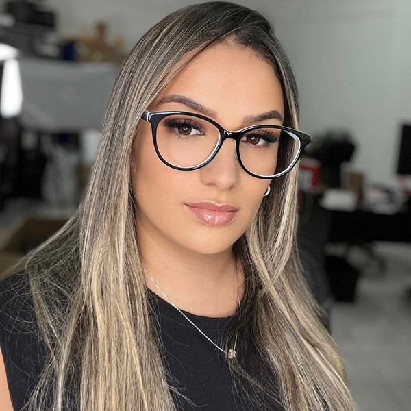 Armação de Óculos Oval TF2175 Preto e Azul