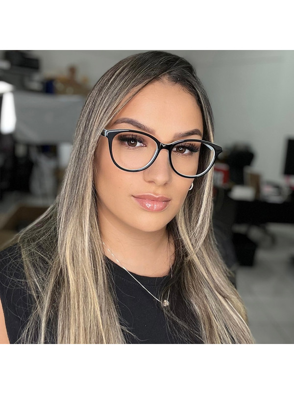 Armação de Óculos Oval TF2175 Preto e Azul