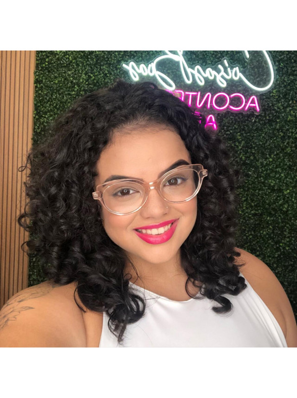 Armação de Óculos Oval LQ6013 Creme Translúcido