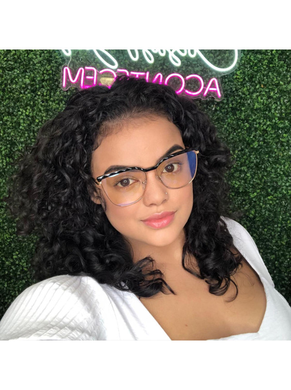 Armação de Óculos Gatinho LQ95288 Dourado e Preto