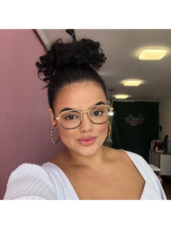 Armação de Óculos Quadrado PD58808 Creme