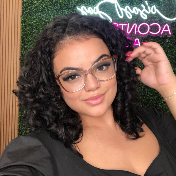 Armação de Óculos Quadrada LQ6005 Marrom Degrade