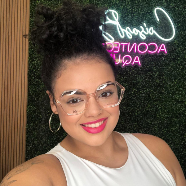 Armação de Óculos Quadrado LQ6011 Creme Translúcido