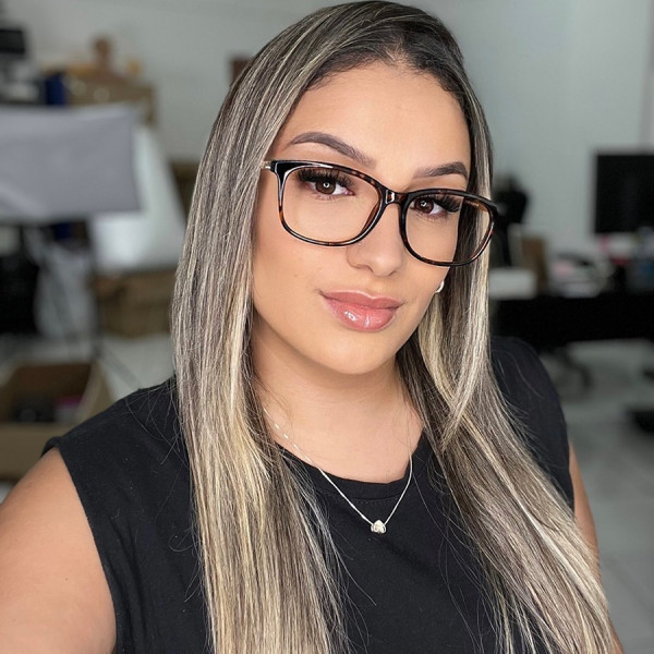 Armação de Óculos Retangular TF2131 Marrom Tartaruga