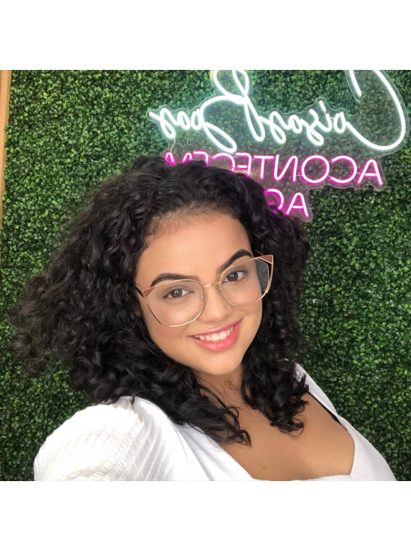 Armação de Óculos Gatinho LQ95777 Dourado e Marrom