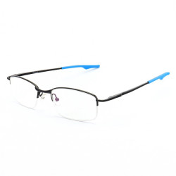 Armação de Óculos Retangular Meio Aro Wingback Preto e Azul
