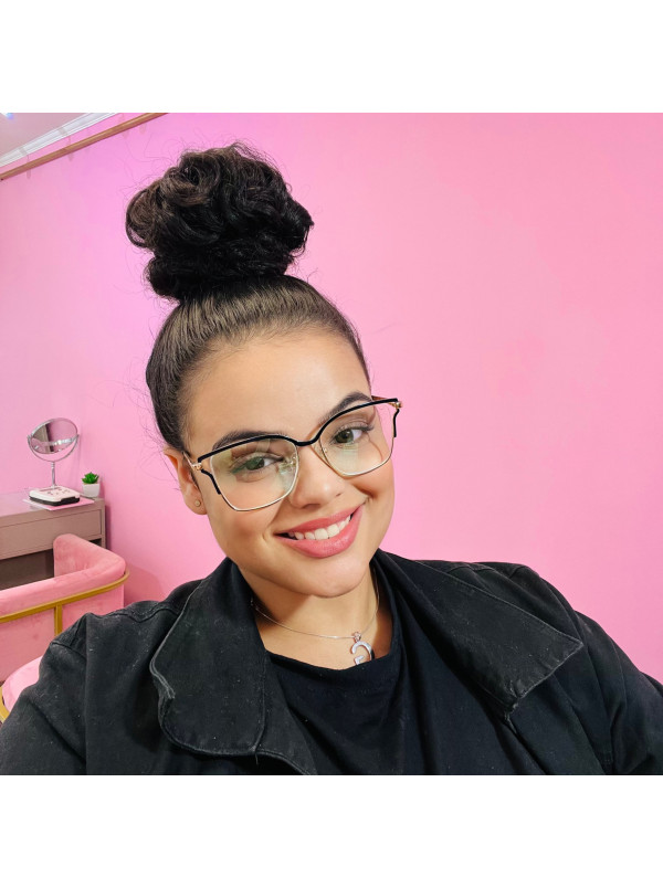 Armação de Óculos Quadrada PD54 Dourado e Azul