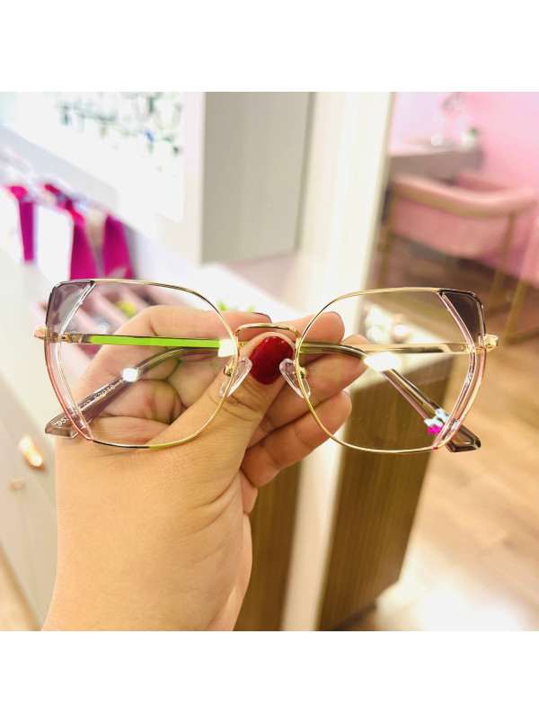 Armação de Óculos Quadrado 95382 Chumbo e Rosa