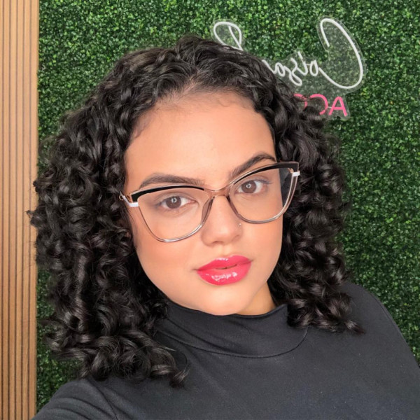 Armação de Óculos Quadrado TR90 Preto e Cinza