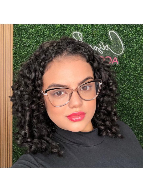 Armação de Óculos Quadrado TR90 Preto e Cinza