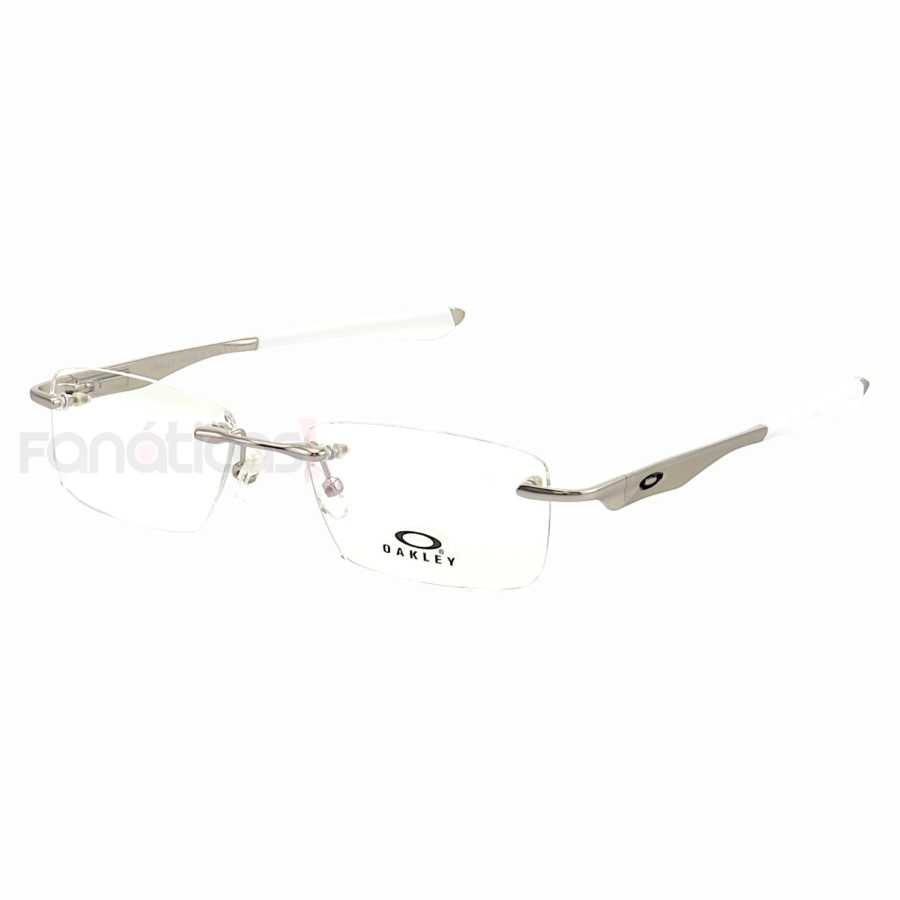 Armação de Óculos Flutuante Sem Aro Oakley Wingfold Prata e Branco