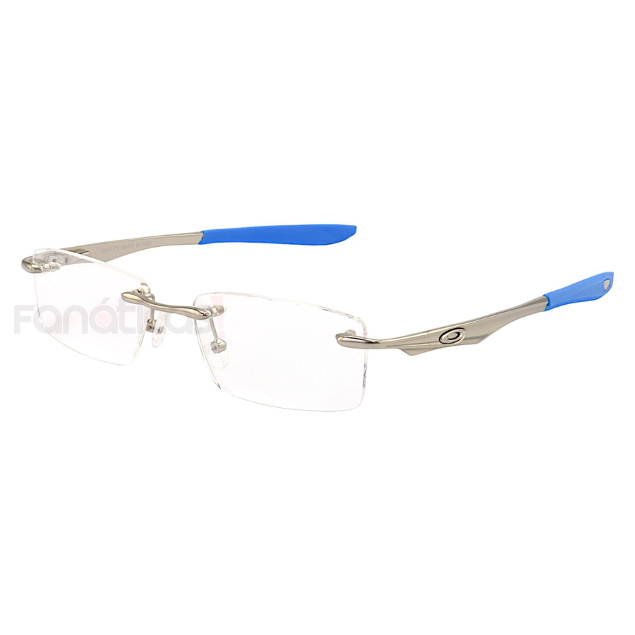 Armação de Óculos Flutuante Sem Aro Oakley Wingfold Prata e Azul