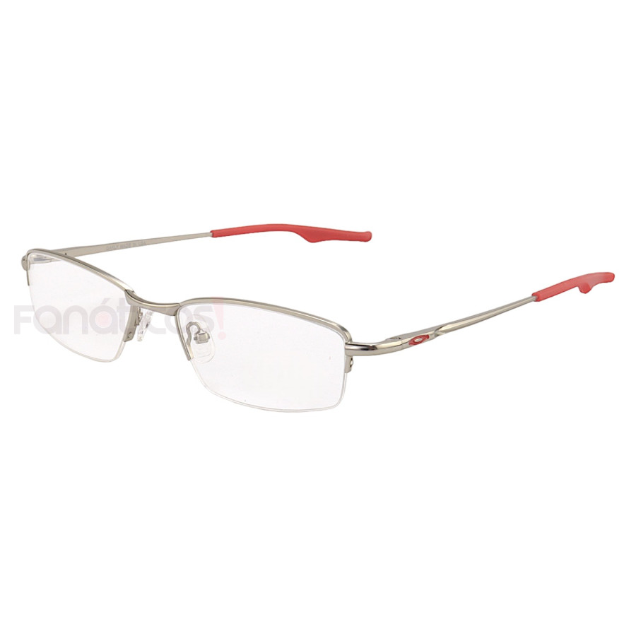Armação de Óculos Retangular Meio Aro Wingback Prata e Vermelho