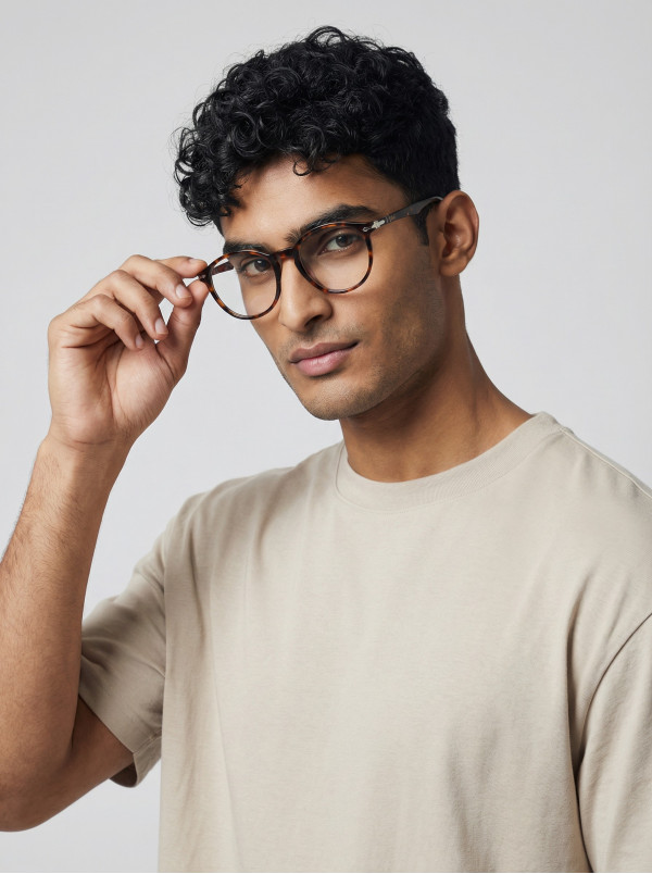 Armação de Óculos Redondo Pers 3183V Marrom Tartaruga