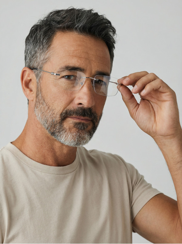 Armação de Óculos Retangular Balgriff MB0101AO Prata