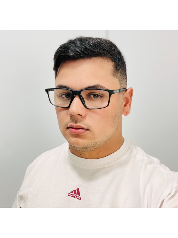 Armação de Óculos Retangular Molas 180 C3 GZ9141 Preto e Azul Escuro