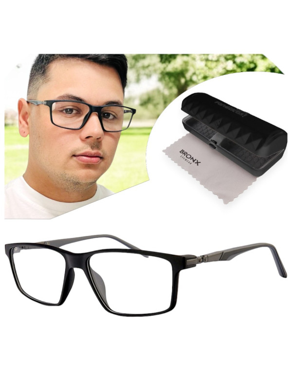 Armação de Óculos Retangular 180 C2 GZ9141 Preto e Cinza