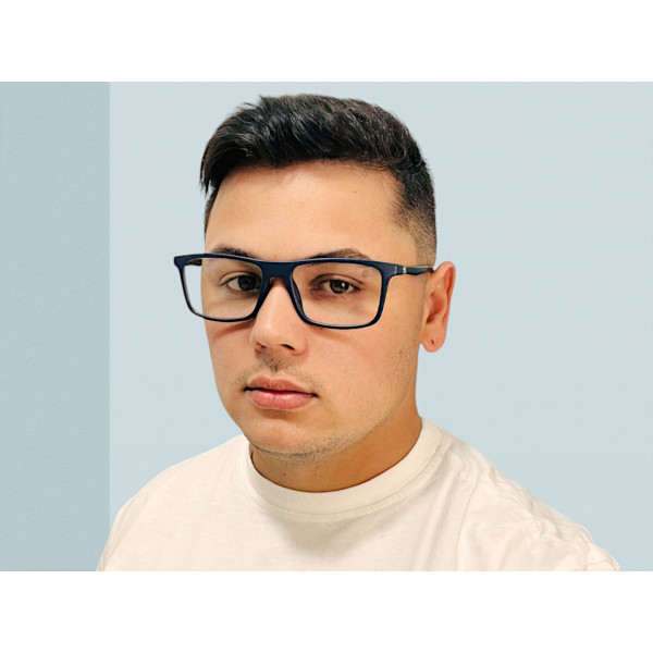 Armação de Óculos Retangular 360 C3 MR9140 Azul e Preto