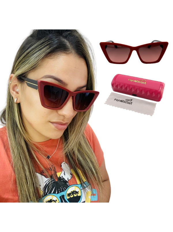 Óculos de Sol Feminino Gatinho Jade Vermelho