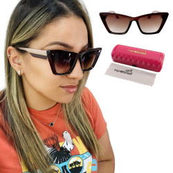 Óculos de Sol Feminino Gatinho Jade Marrom e Nude