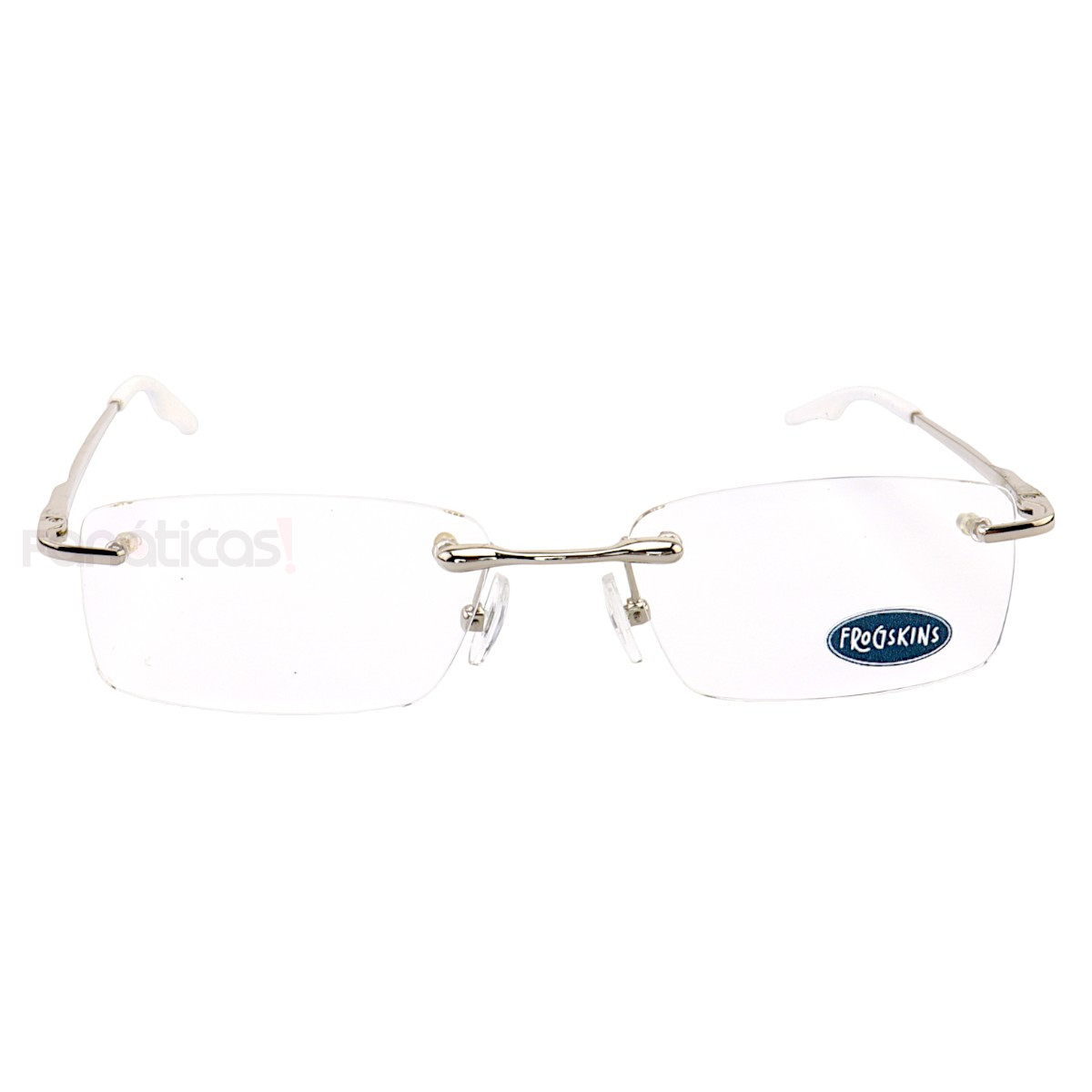 Armação de Óculos Retangular Balgriff Wingback Prata Branca Masculina