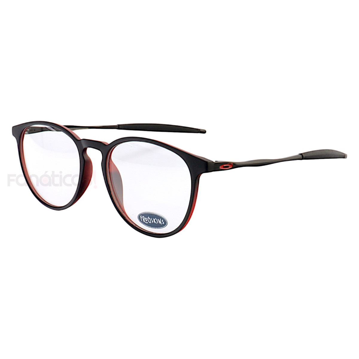 Armação de Óculos Redonda 3219 Acetato Preta e Vermelho Masculina