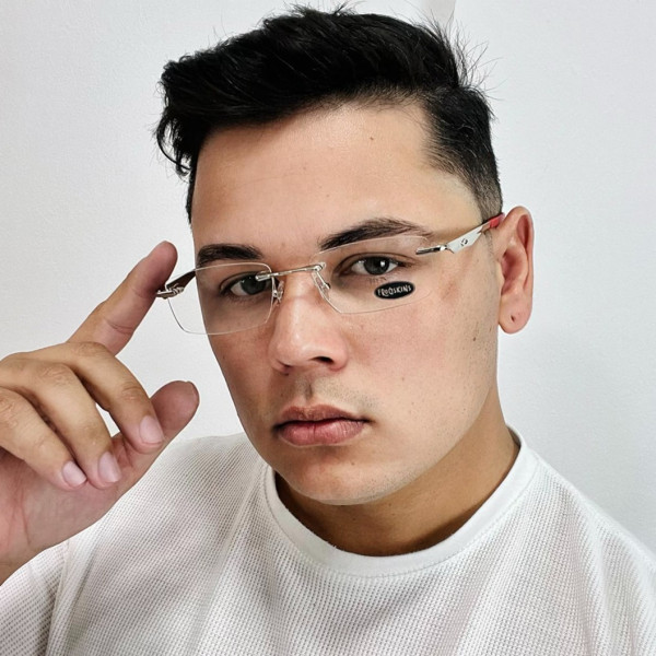 Armação Masculina Wingfold Prata e Vermelho