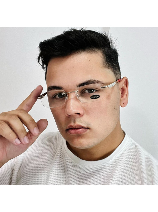 Armação Masculina Wingfold Prata e Vermelho