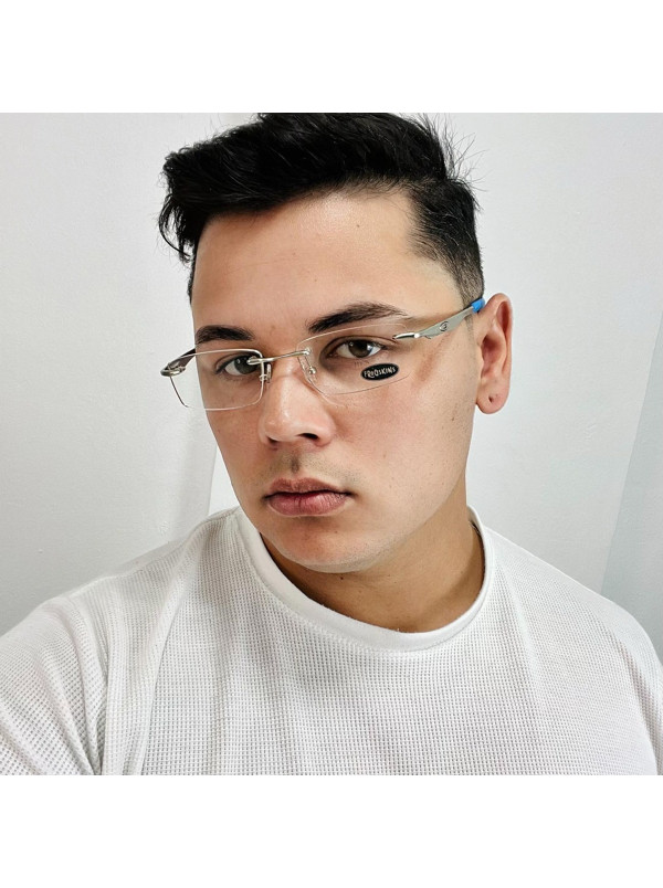 Armação Masculina Wingfold Prata e Azul