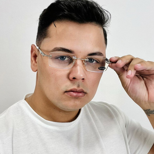 Armação Masculina Wingfold Prata e Branco