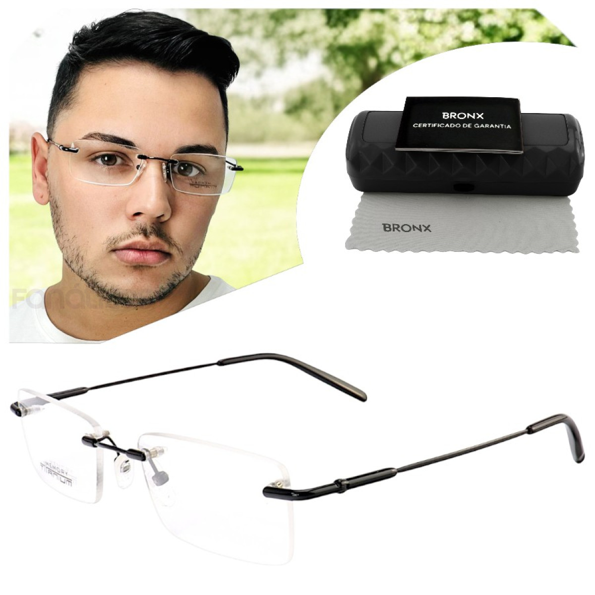 Armação de Óculos Balgriff Memory Titânio Flexivel Preto