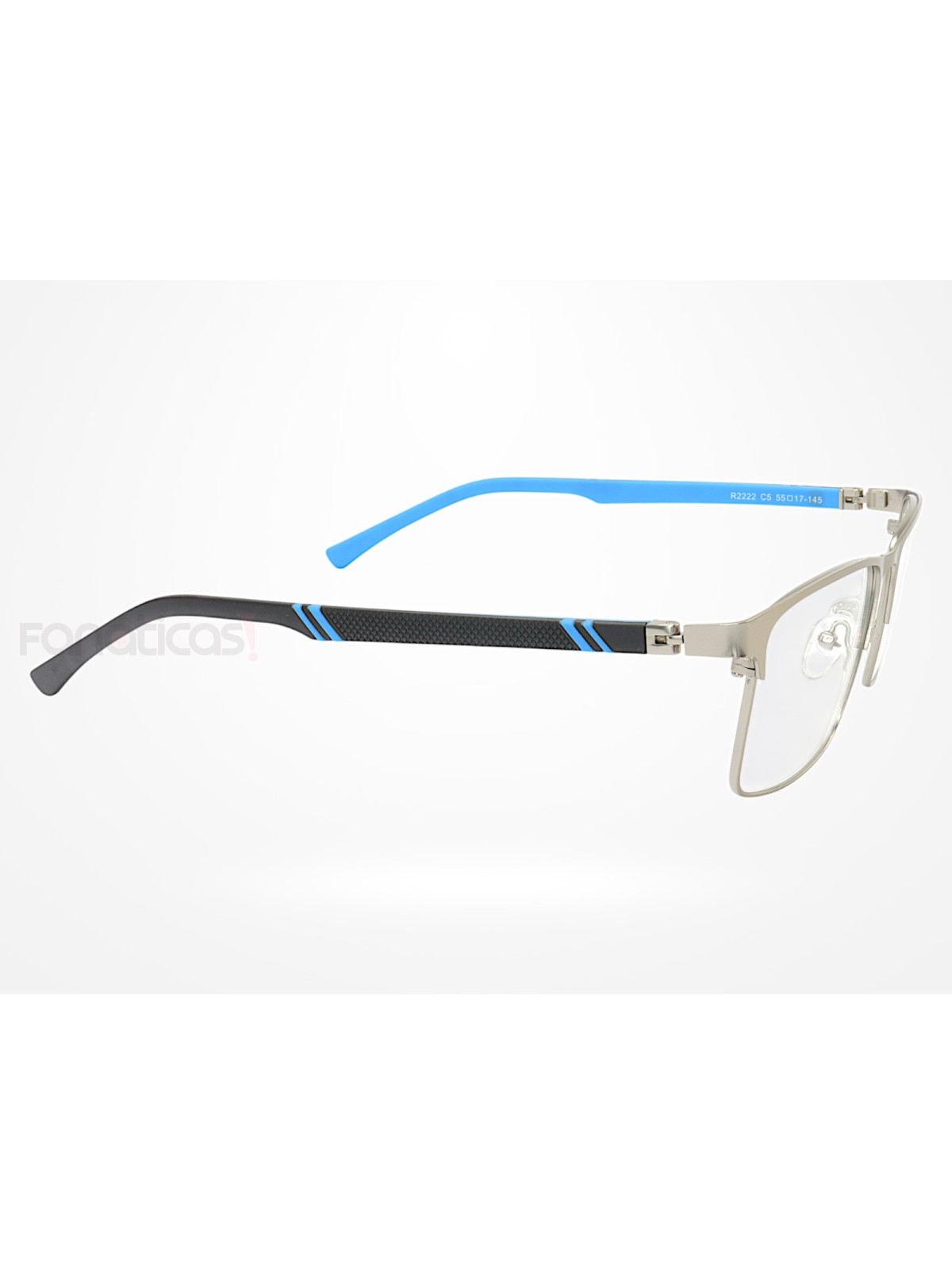 Armação de Óculos R2222 Retangular Prata