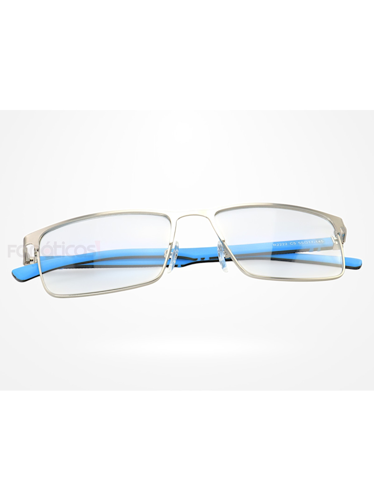 Armação de Óculos R2222 Retangular Prata