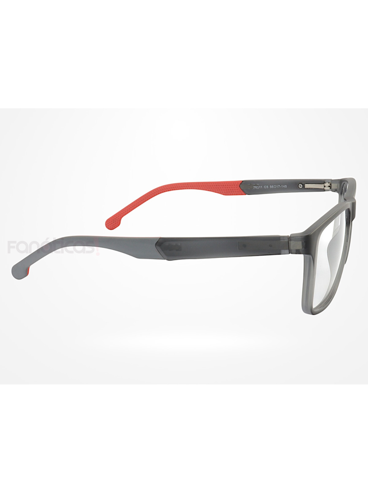 Armação de Óculos 76011 Quadrado Cinza e Vermelho