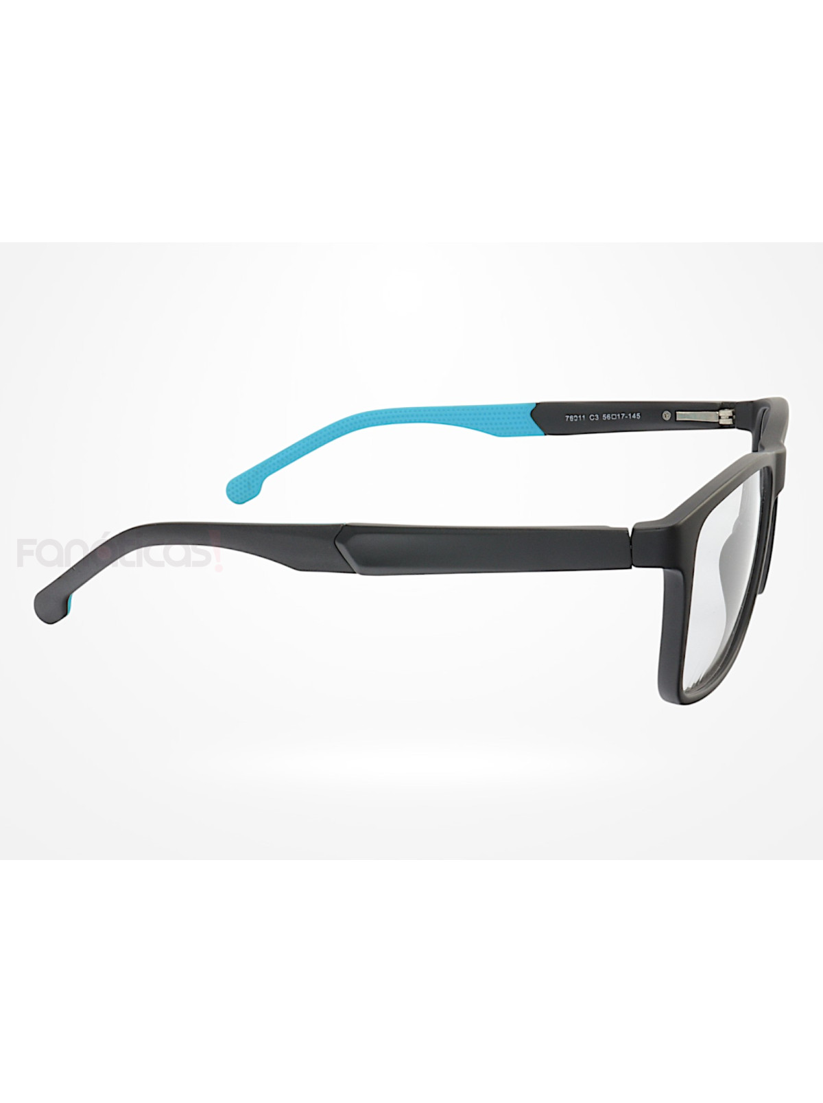 Armação de Óculos 76011 Quadrado Preto e Azul Claro