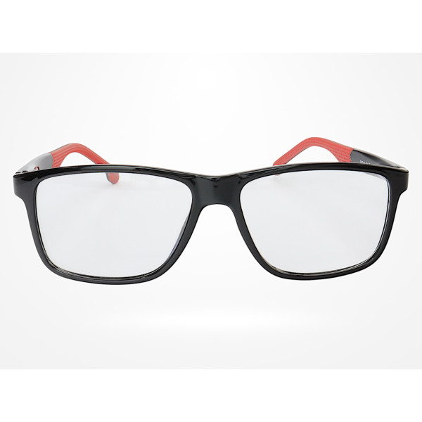 Armação de Óculos 76011 Quadrado Preto Brilho e Vermelho