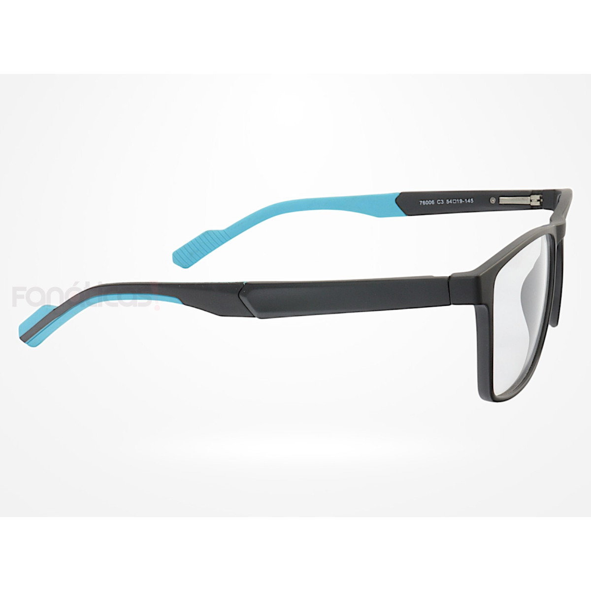 Armação de Óculos 76006 Quadrado Preto e Azul Claro